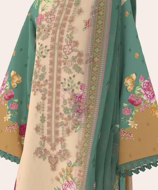 3 Piece - Digital Embroidered Fine Lawn Suit