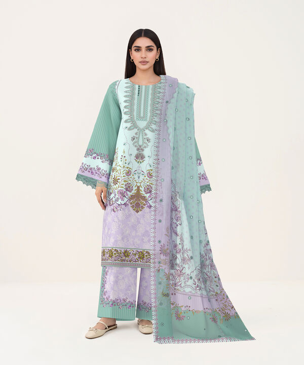 3 Piece - Digital Embroidered Fine Lawn Suit