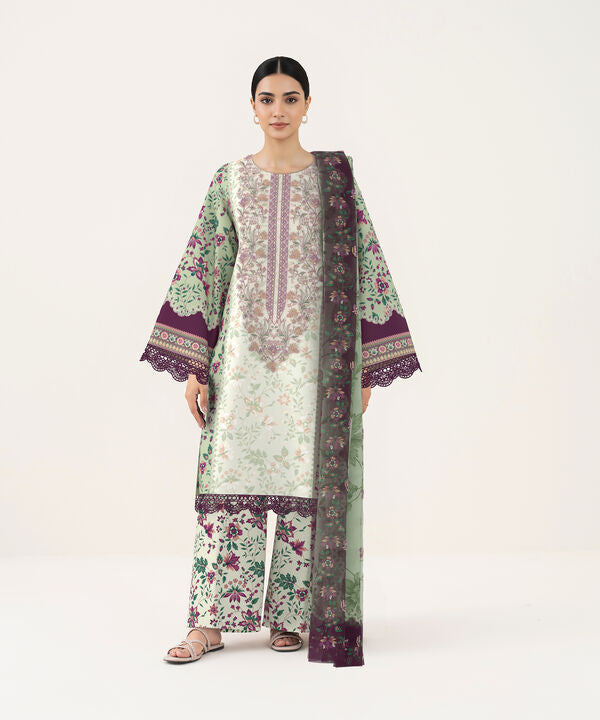 3 Piece - Digital Embroidered Fine Lawn Suit