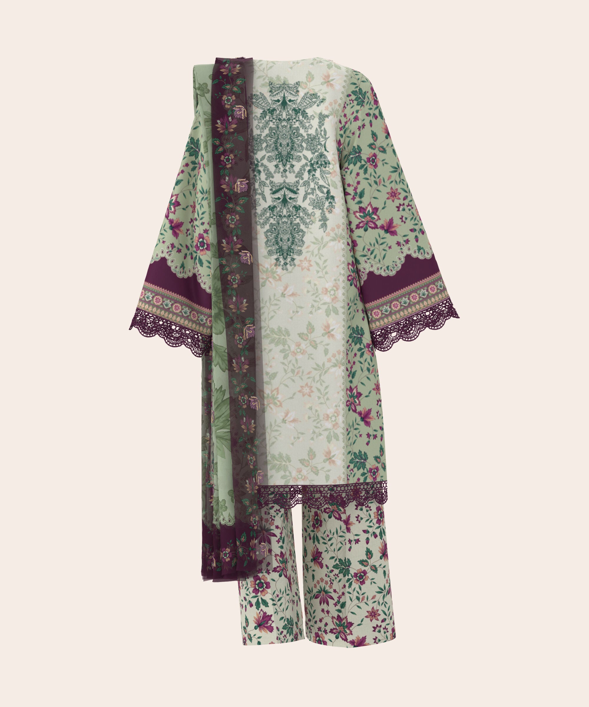 3 Piece - Digital Embroidered Fine Lawn Suit