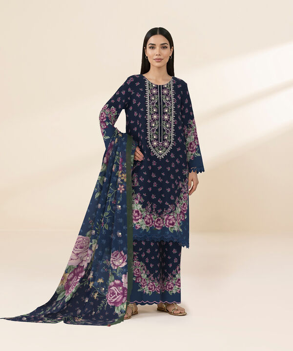 3 Piece - Digital Embroidered Fine Lawn Suit
