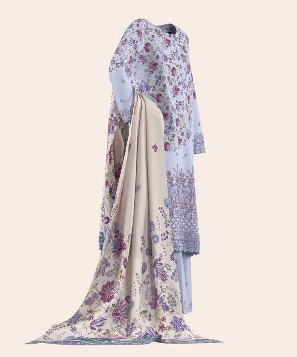 3 Piece - Digital Embroidered Fine Lawn Suit