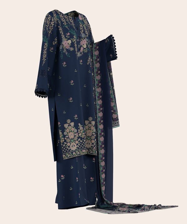 3 Piece - Digital Embroidered Fine Lawn Suit