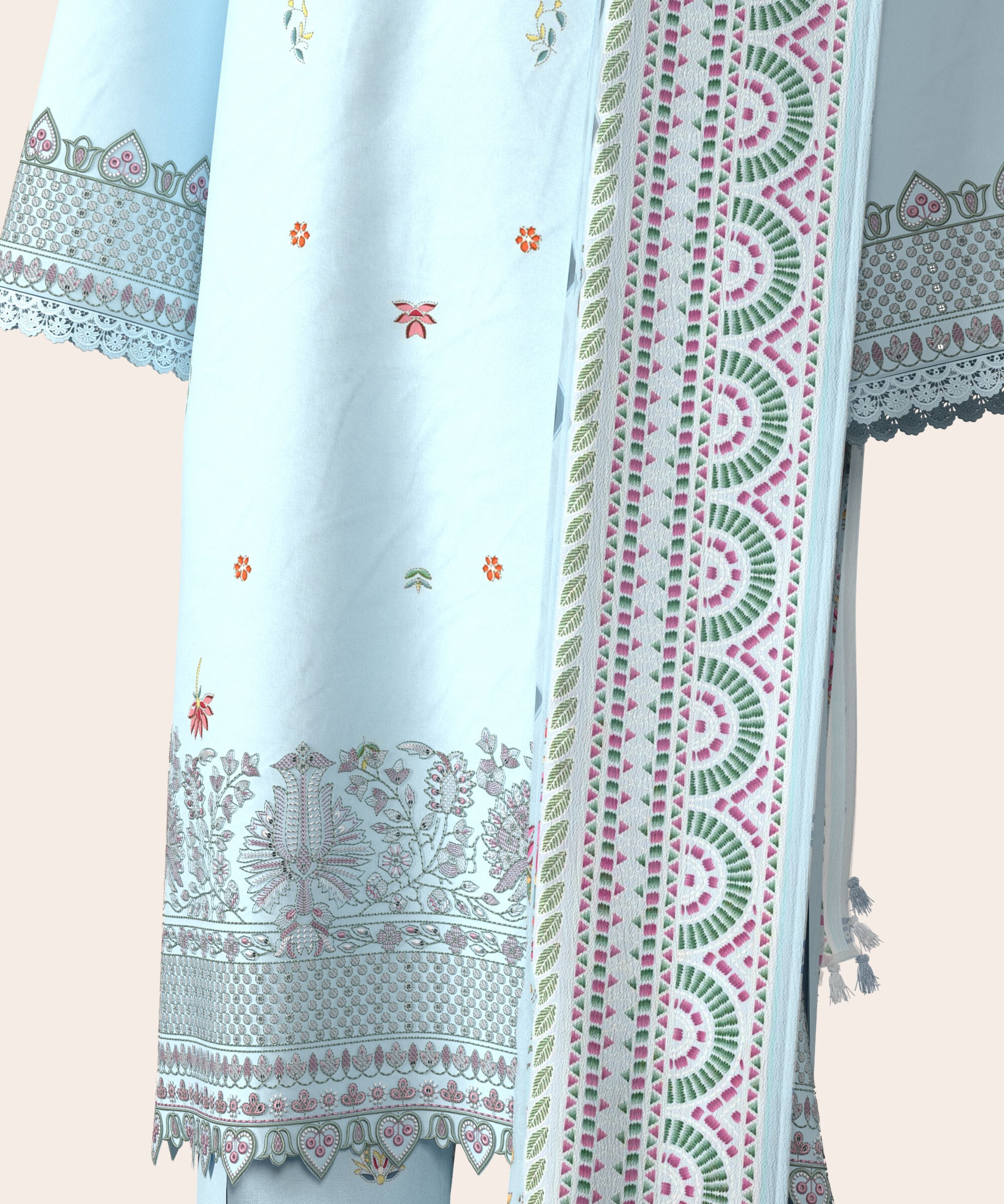 3 Piece - Digital Embroidered Fine Lawn Suit