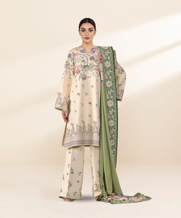 3 Piece - Digital Embroidered Fine Lawn Suit