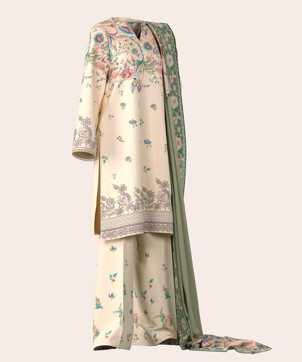 3 Piece - Digital Embroidered Fine Lawn Suit