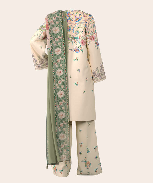 3 Piece - Digital Embroidered Fine Lawn Suit