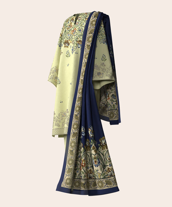3 Piece - Digital Embroidered Fine Lawn Suit