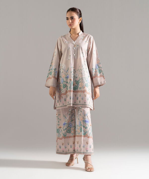 2 Piece - Printed Seersucker Suit