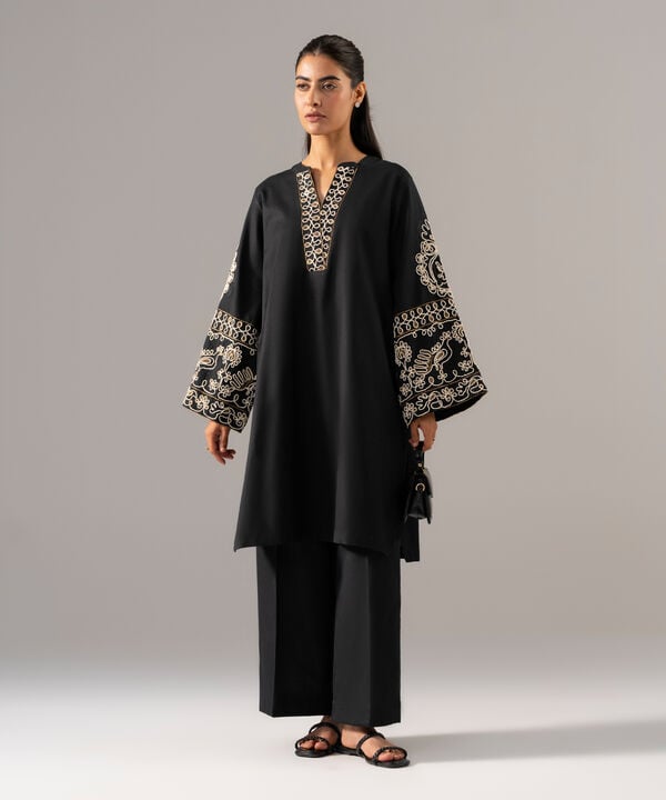 2 Piece - Embroidered Cotton Linen Suit