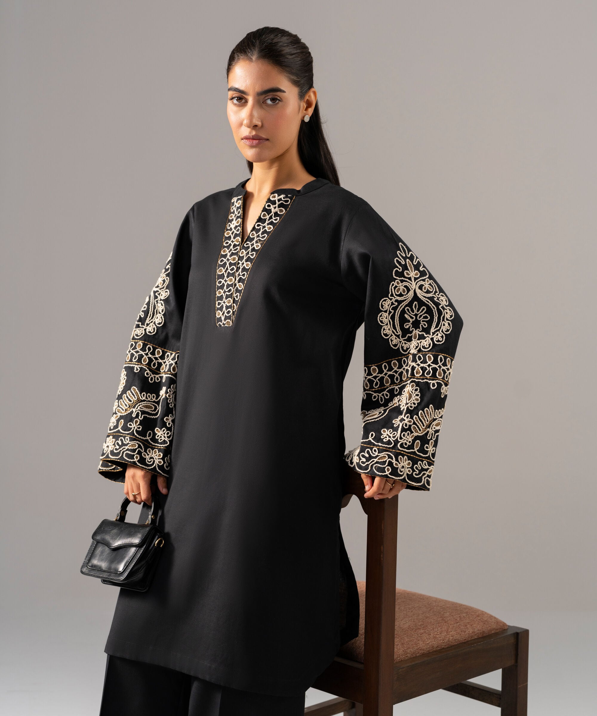 2 Piece - Embroidered Cotton Linen Suit PR26SCSTV810