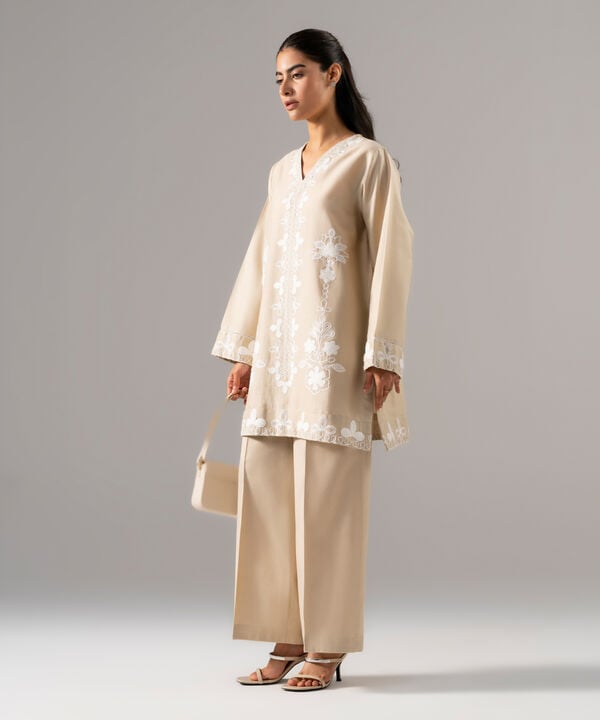 2 Piece - Embroidered Cotton Linen Suit