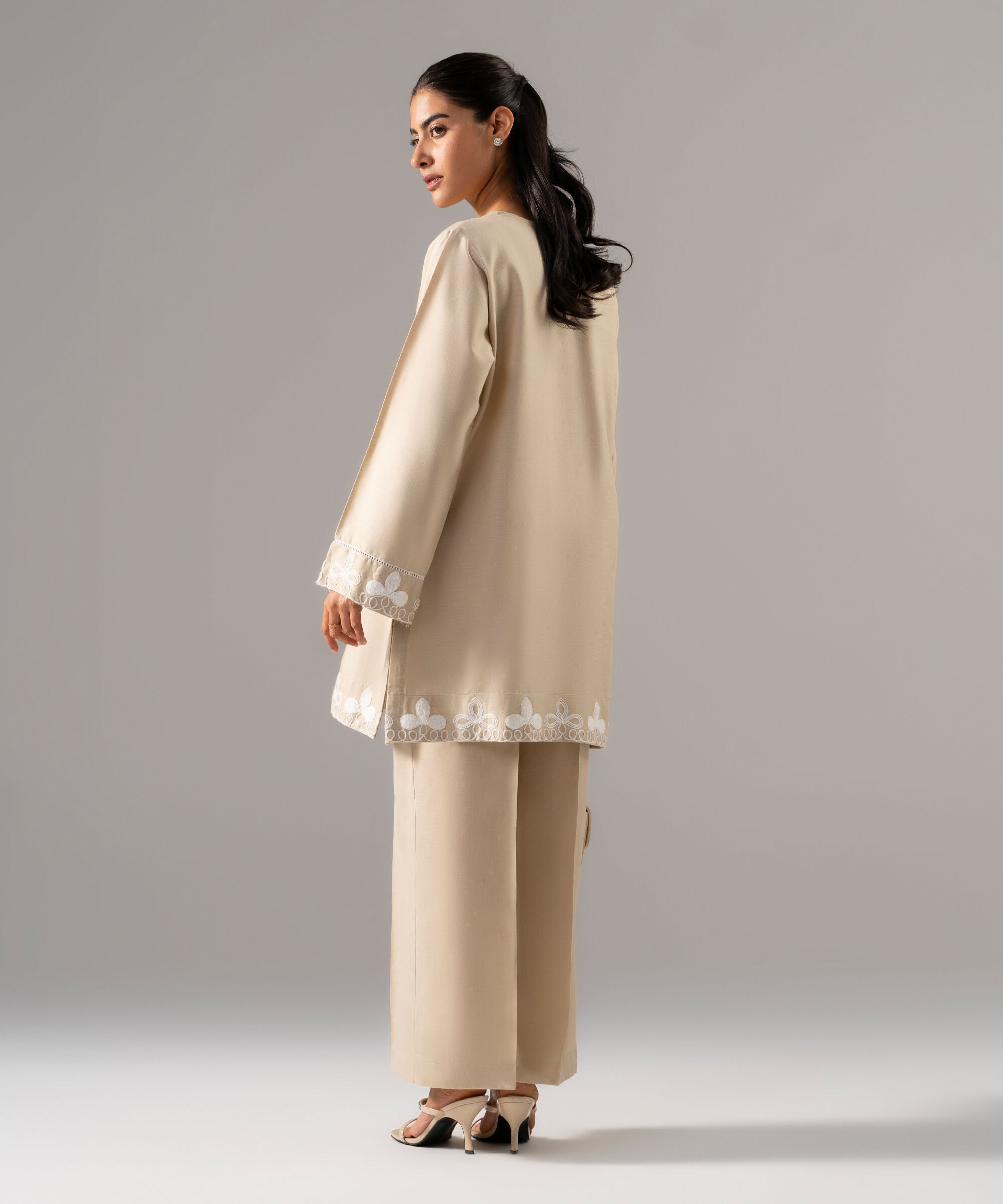 2 Piece - Embroidered Cotton Linen Suit PR26SCSTV811