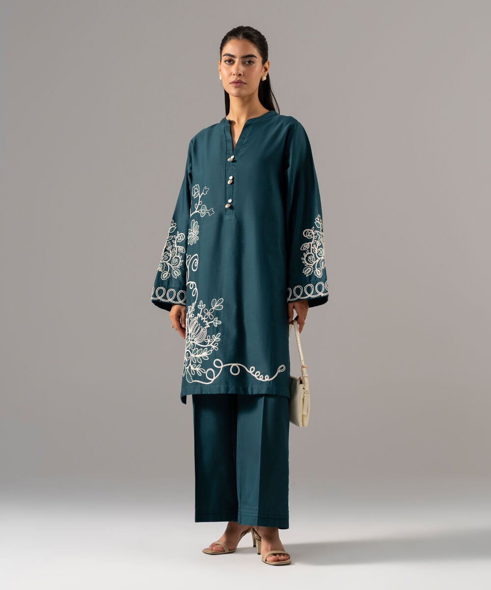 2 Piece - Embroidered Cotton Linen Suit PR26SCSTV812