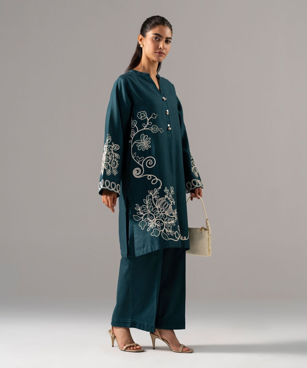 2 Piece - Embroidered Cotton Linen Suit PR26SCSTV812