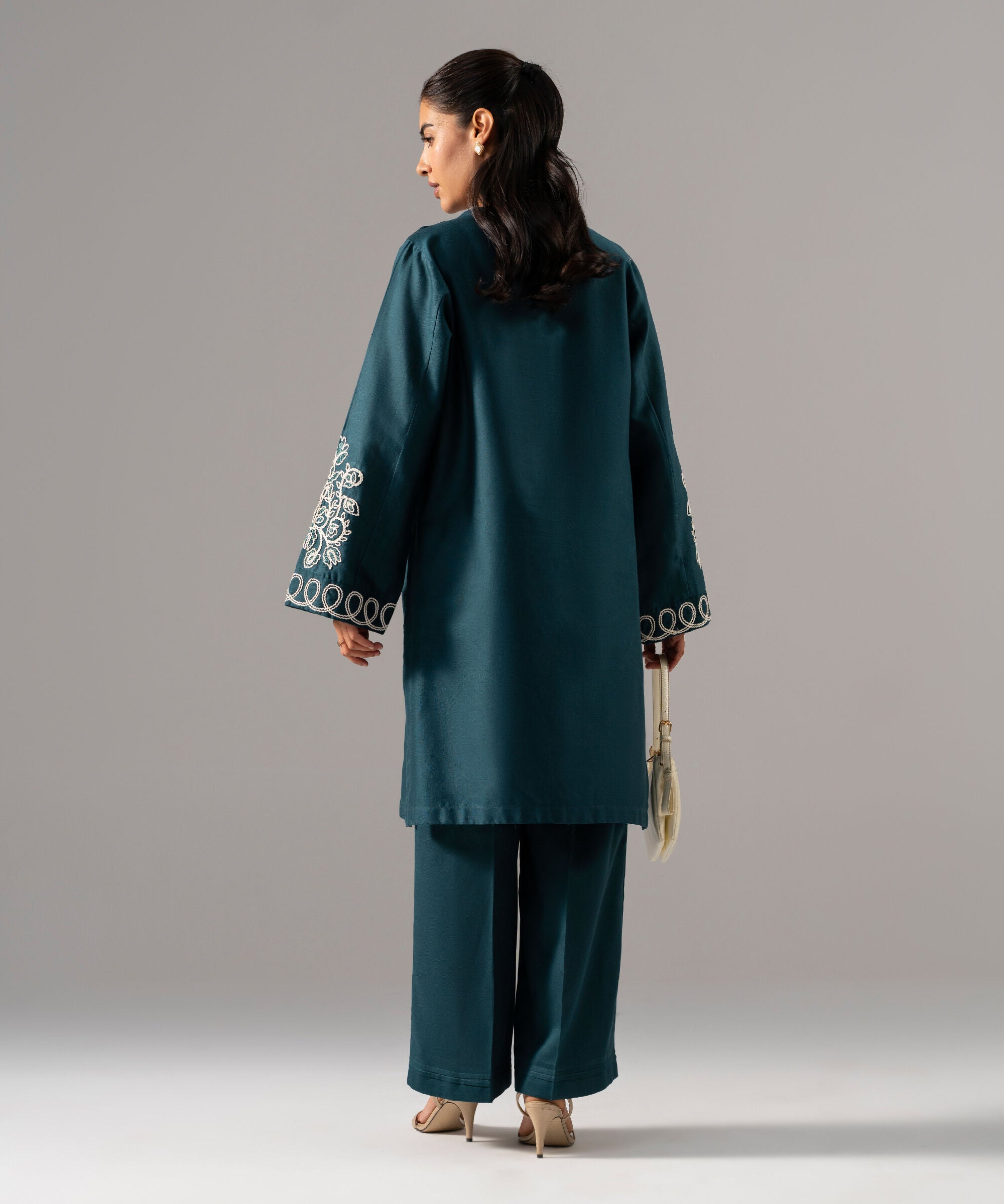 2 Piece - Embroidered Cotton Linen Suit PR26SCSTV812