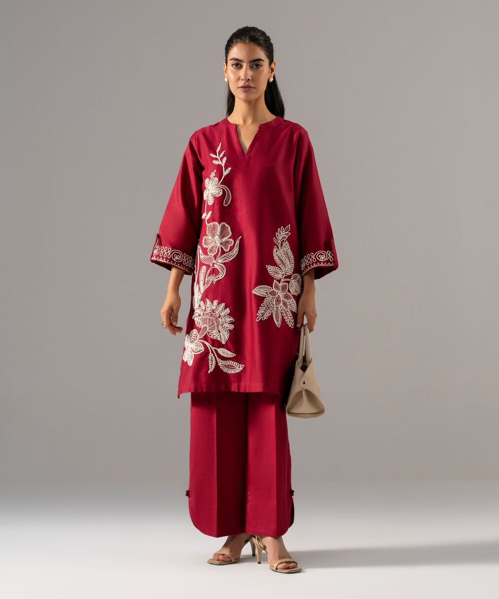 2 Piece - Embroidered Cotton Linen Suit PR26SCSTV813