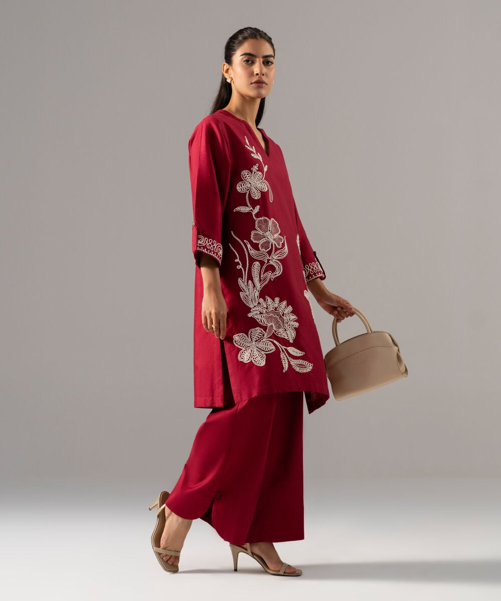 2 Piece - Embroidered Cotton Linen Suit PR26SCSTV813