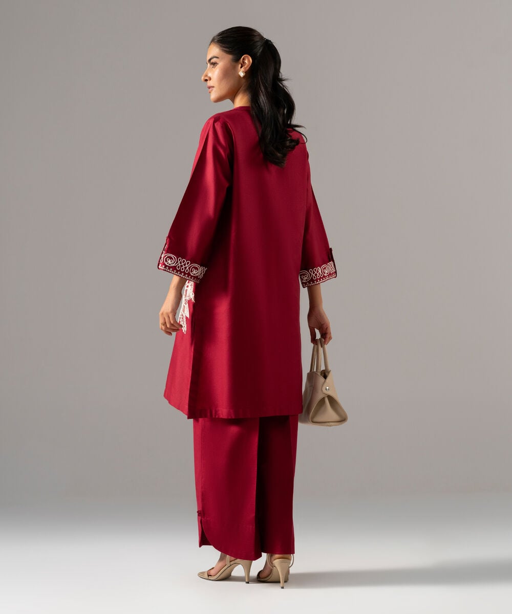 2 Piece - Embroidered Cotton Linen Suit PR26SCSTV813