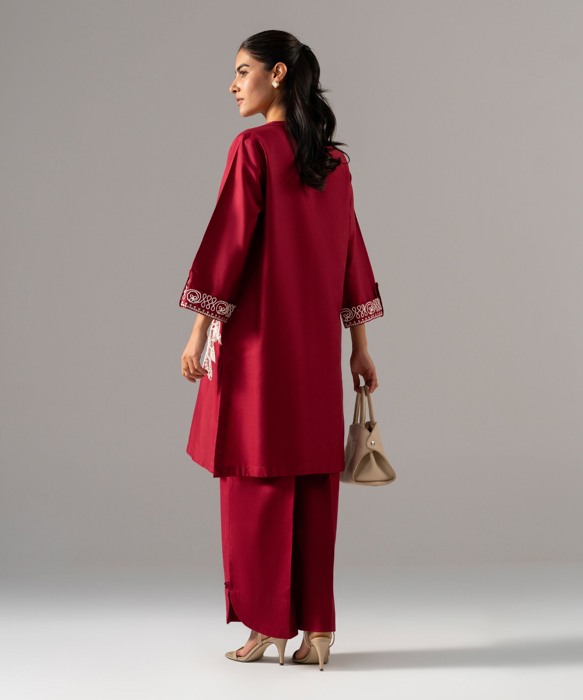 2 Piece - Embroidered Cotton Linen Suit PR26SCSTV813
