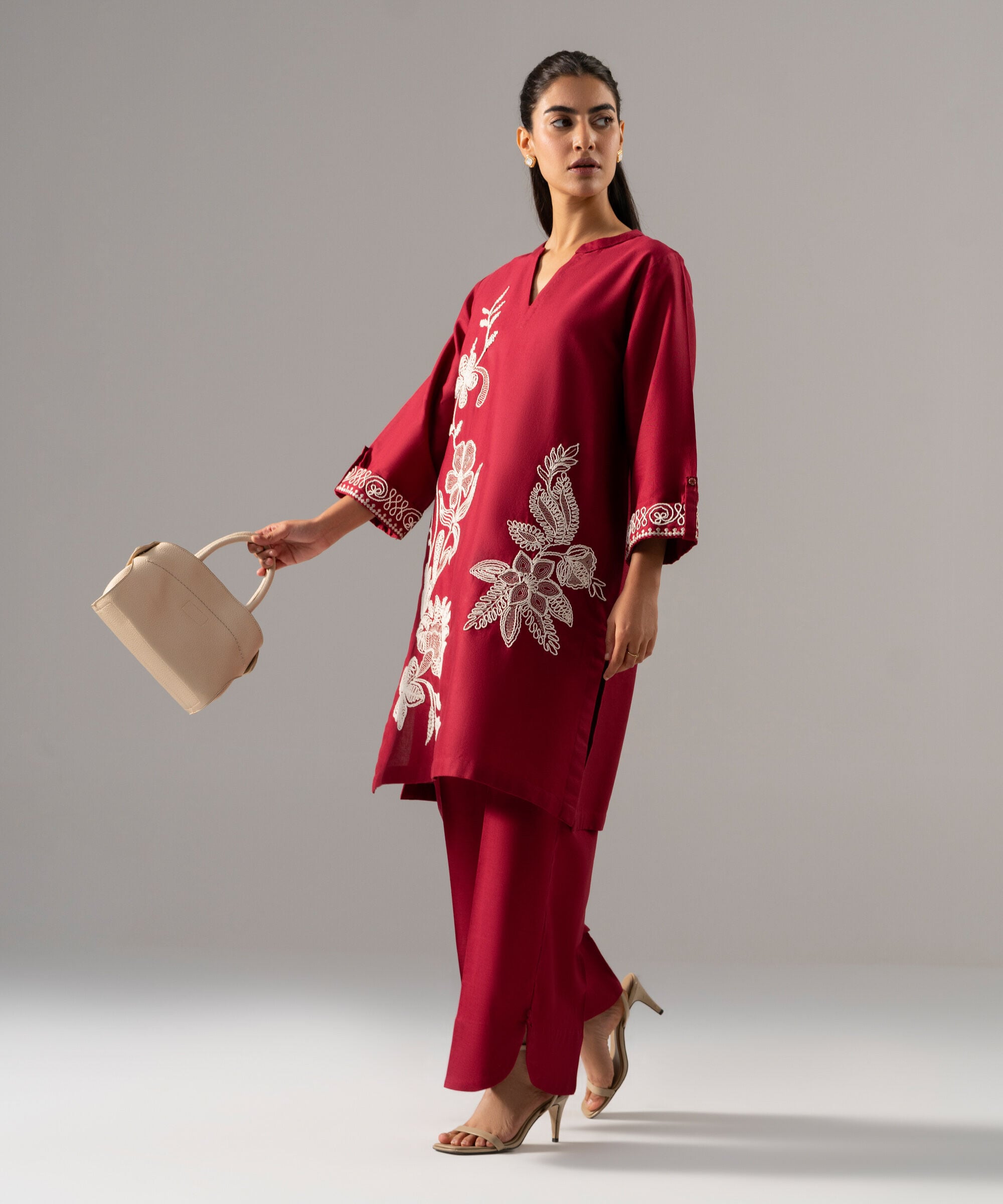 2 Piece - Embroidered Cotton Linen Suit PR26SCSTV813