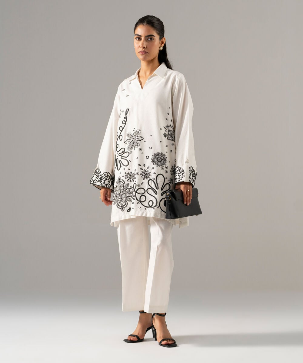 2 Piece - Embroidered Cotton Linen Suit PR26SCSTV815
