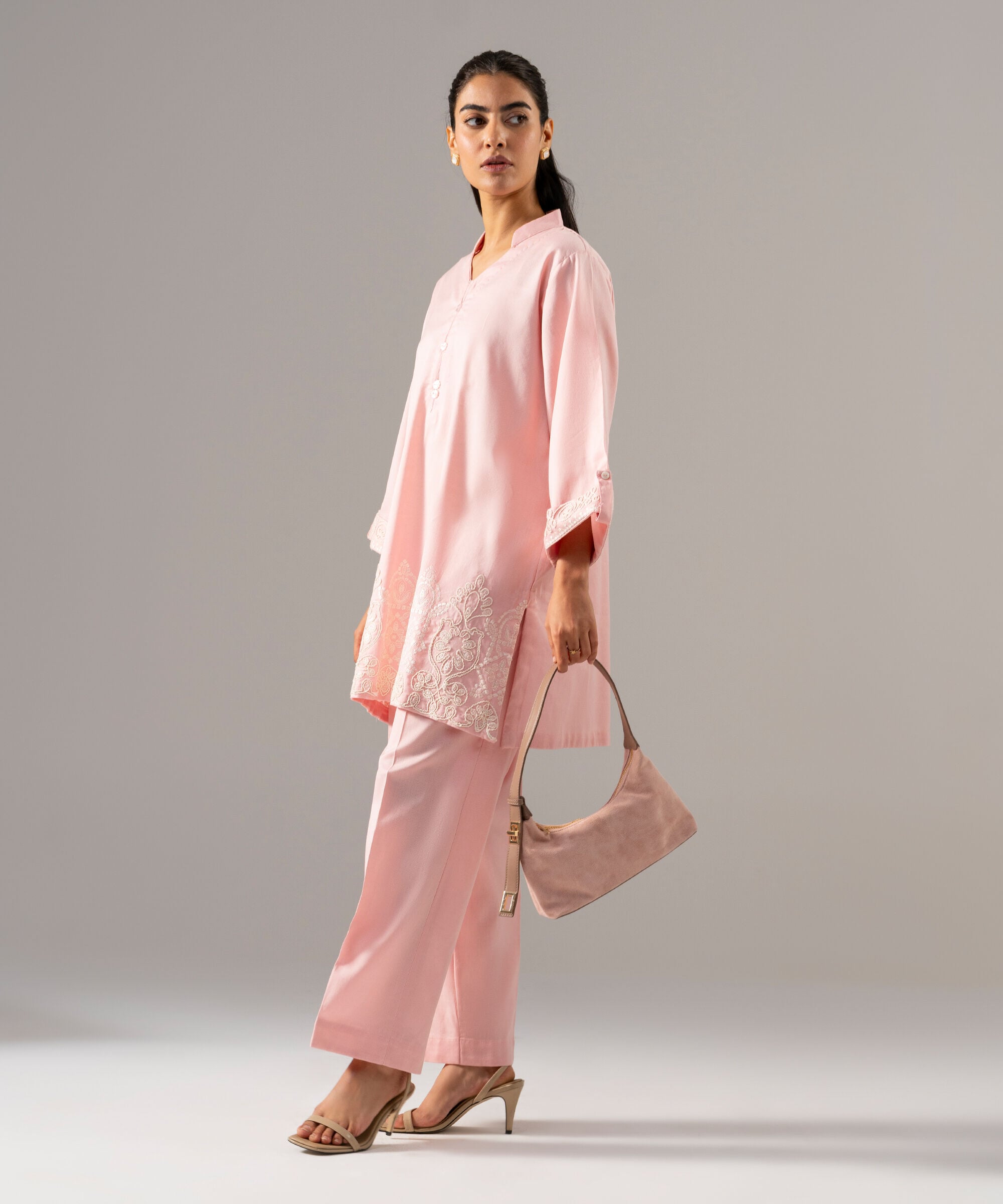 2 Piece - Embroidered Cotton Linen Suit PR26SCSTV816