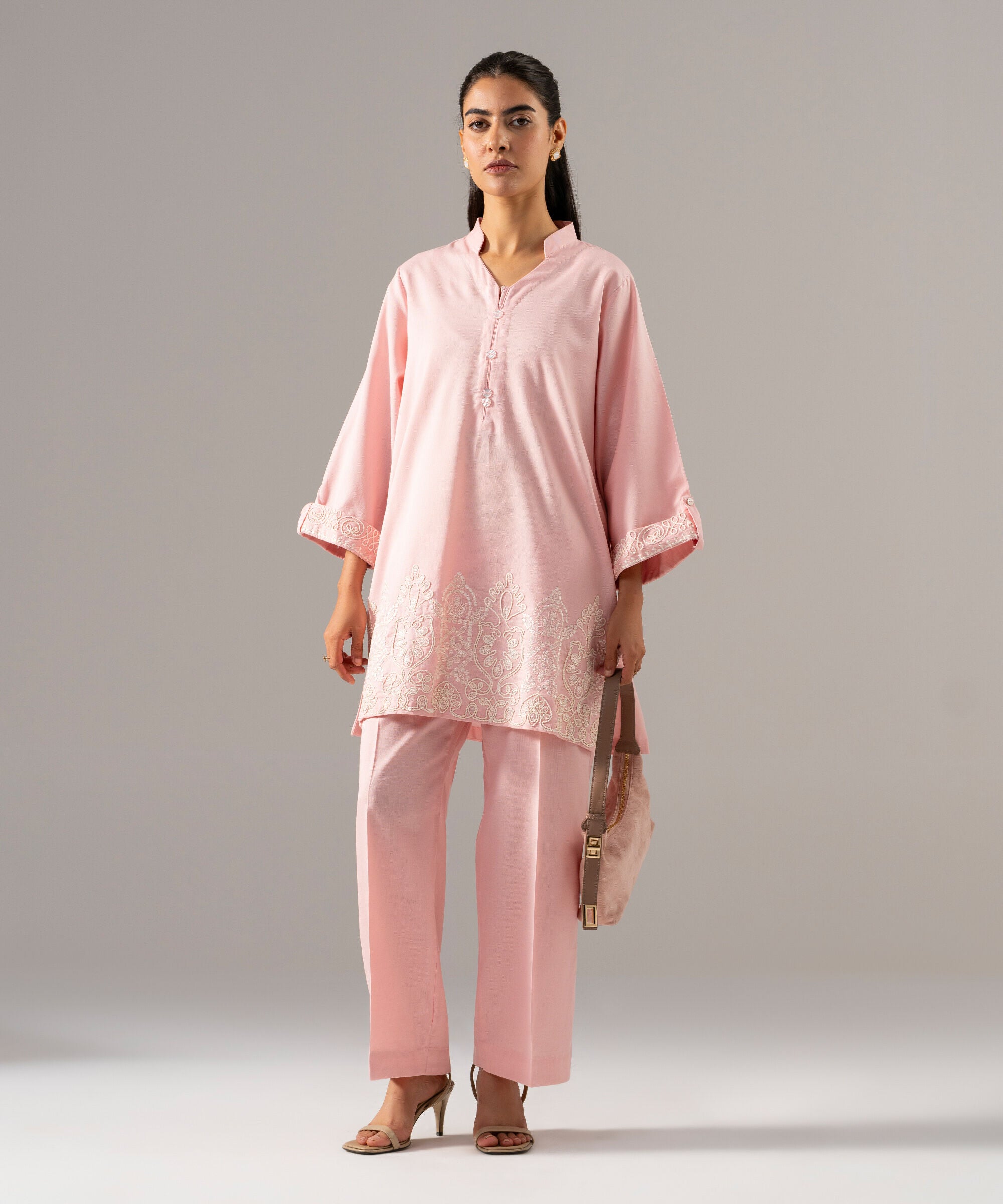 2 Piece - Embroidered Cotton Linen Suit PR26SCSTV816