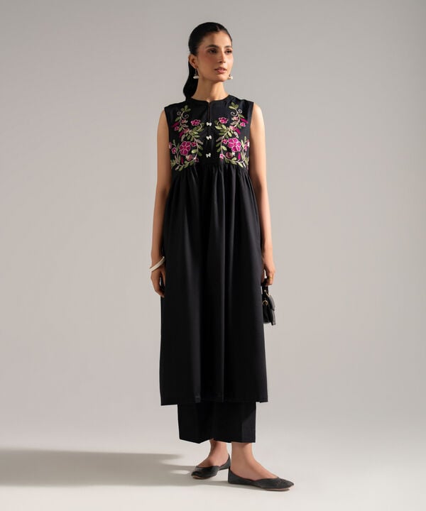 Embroidered Dobby Dress