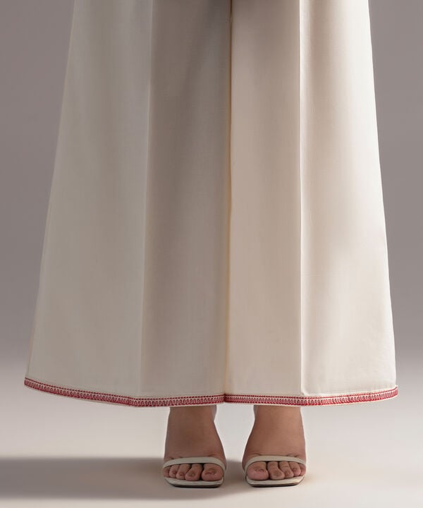 Embroidered Cambric Flared Pants
