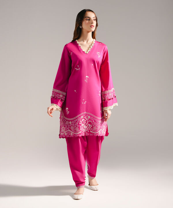 Embroidered Cotton Satin Shirt