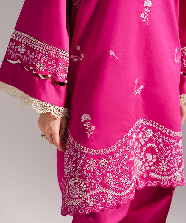 Embroidered Cotton Satin Shirt