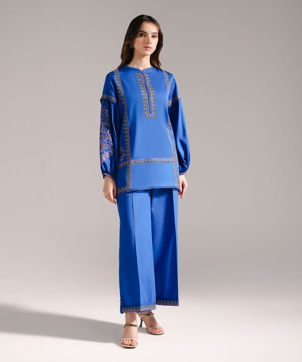 Embroidered Cotton Satin Shirt