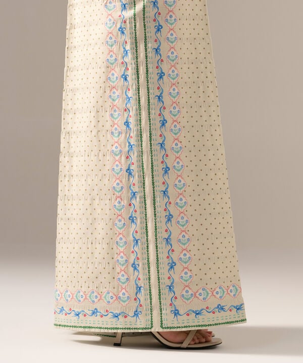 Printed Seersucker Flared Pants