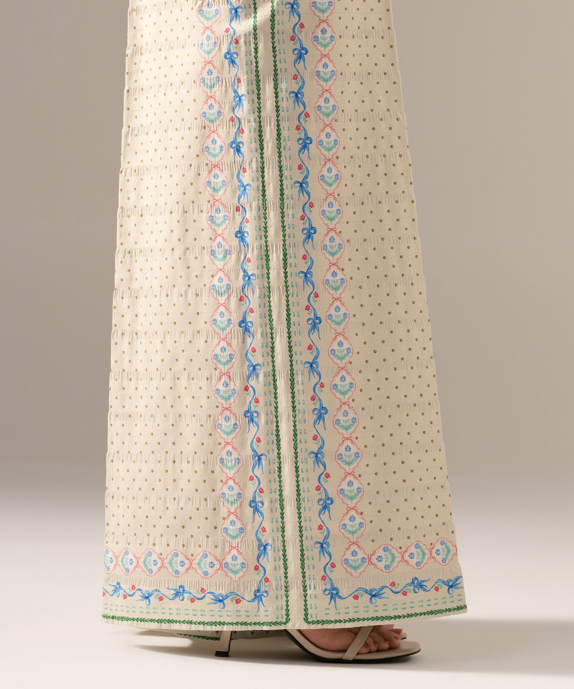 Printed Seersucker Flared Pants PRASTFRV818T