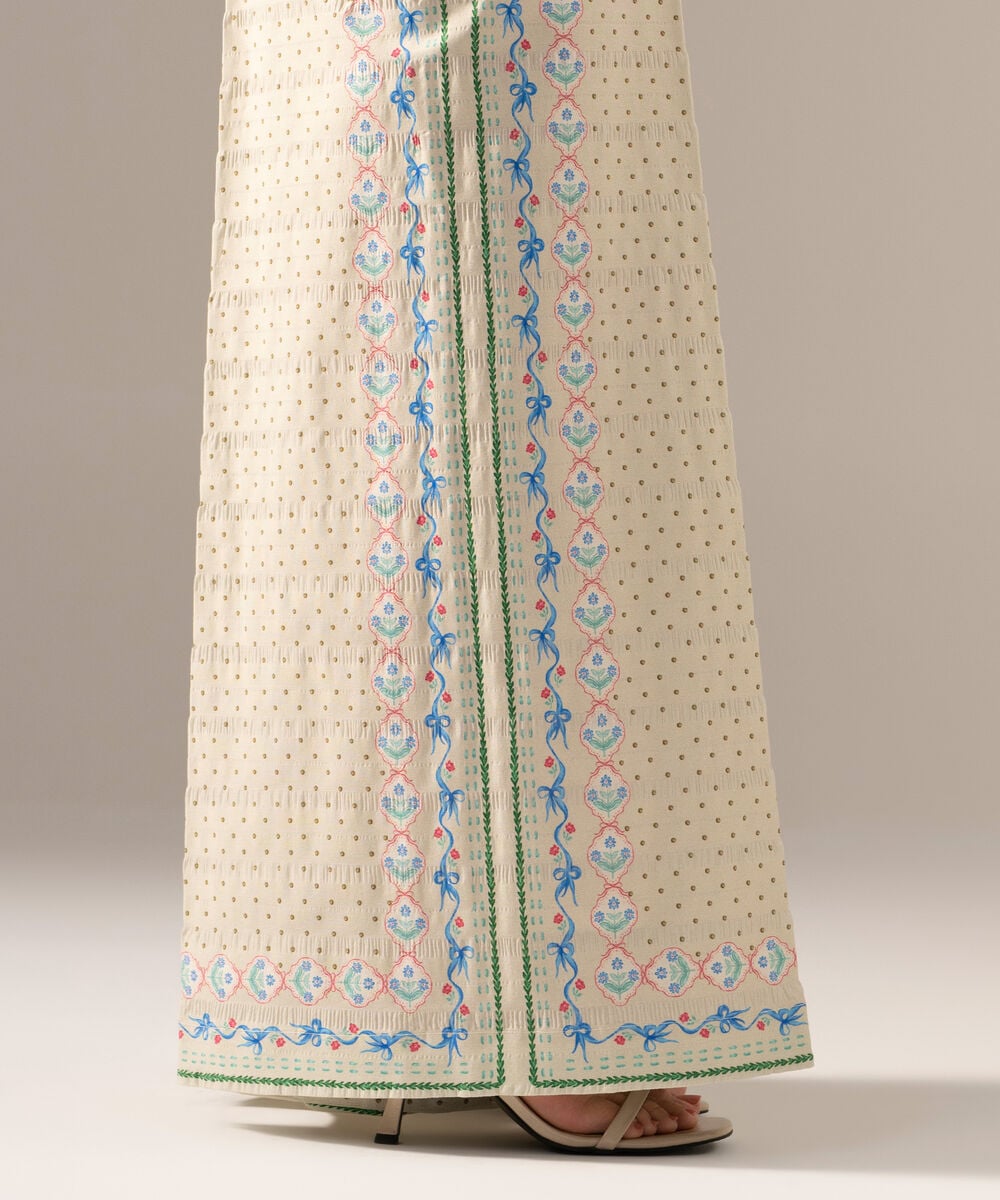 Printed Seersucker Flared Pants PRASTFRV818T