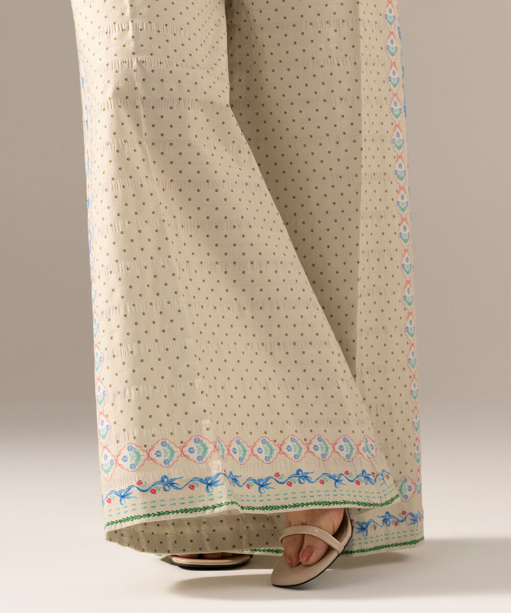 Printed Seersucker Flared Pants PRASTFRV818T
