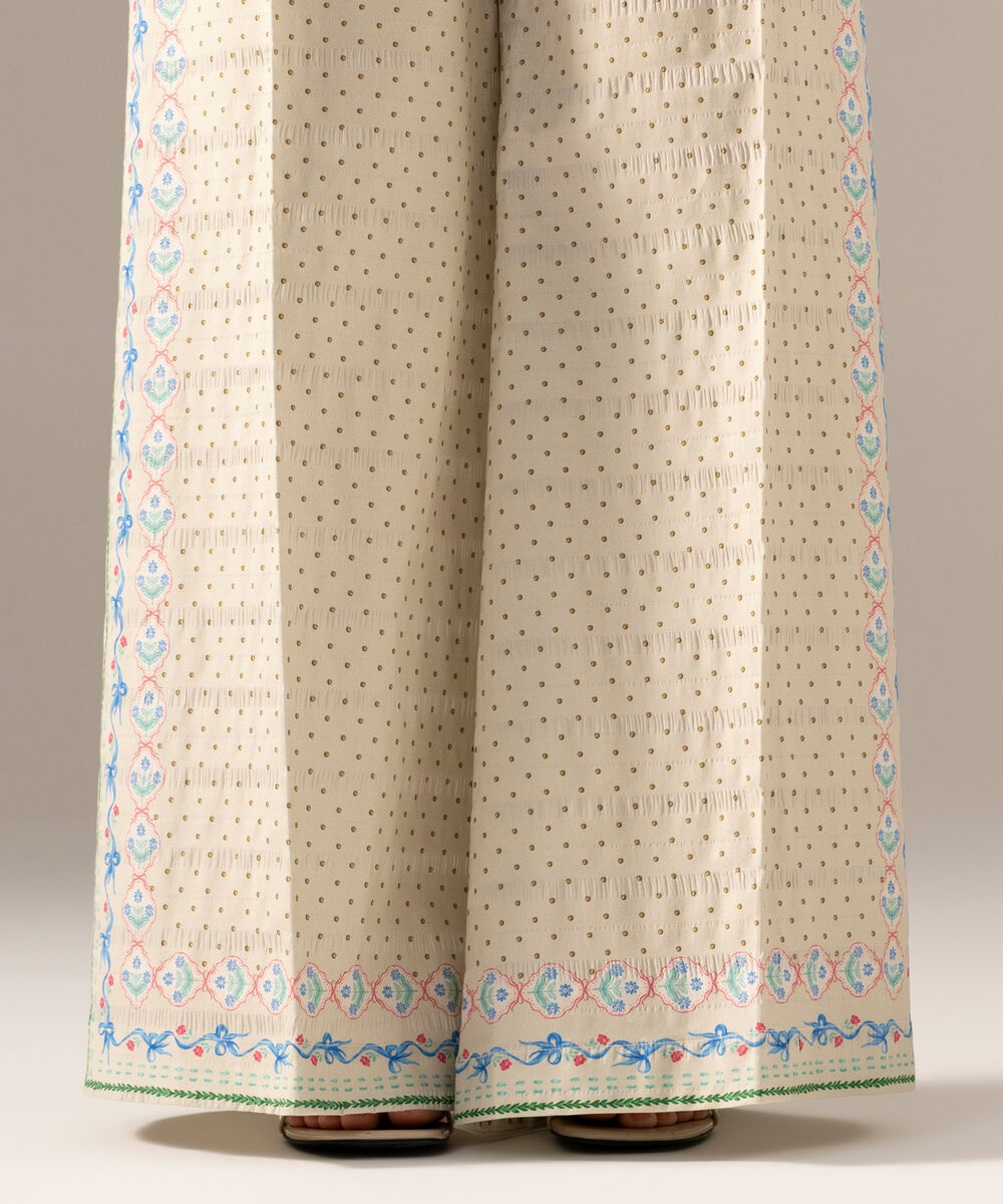 Printed Seersucker Flared Pants PRASTFRV818T