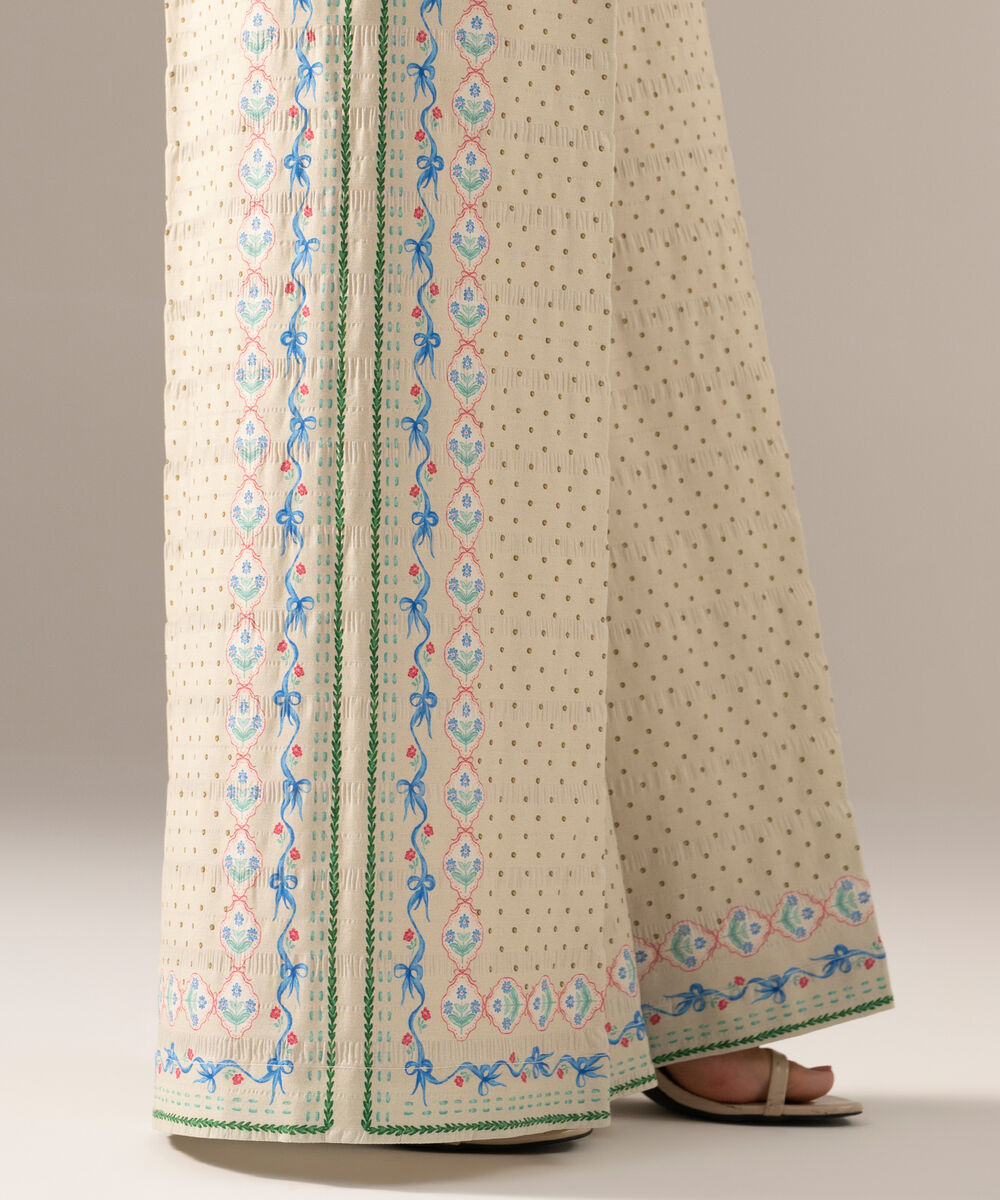 Printed Seersucker Flared Pants PRASTFRV818T