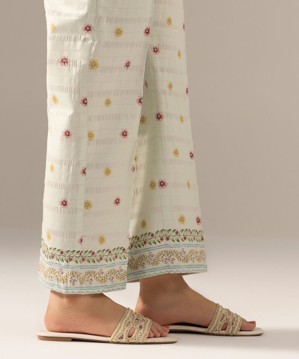 Printed Seersucker Straight Pants PRASTFRV821T