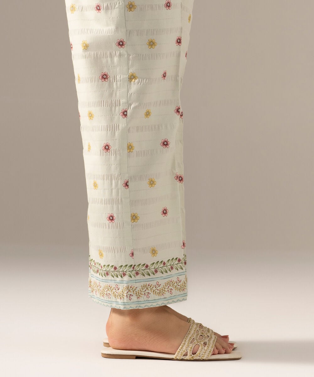 Printed Seersucker Straight Pants PRASTFRV821T