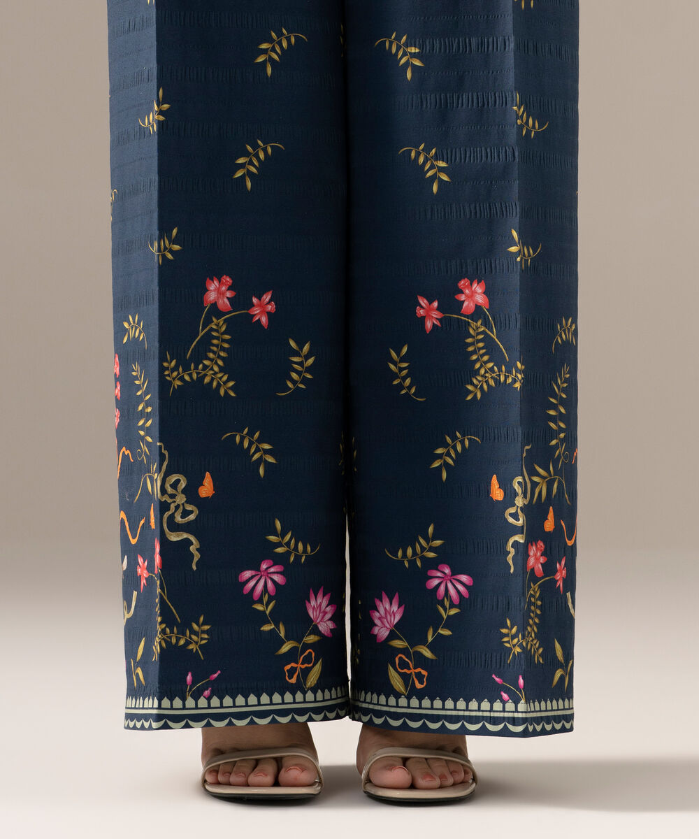 Printed Seersucker Flared Pants PRASTFRV822T
