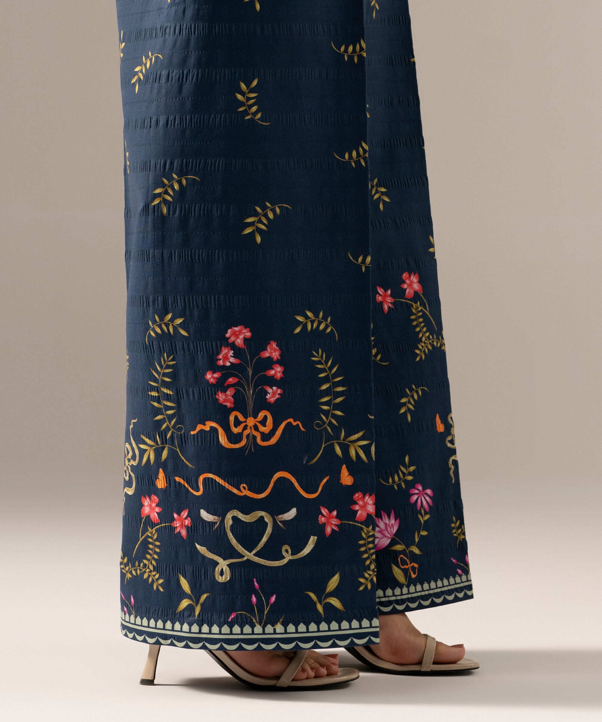 Printed Seersucker Flared Pants PRASTFRV822T