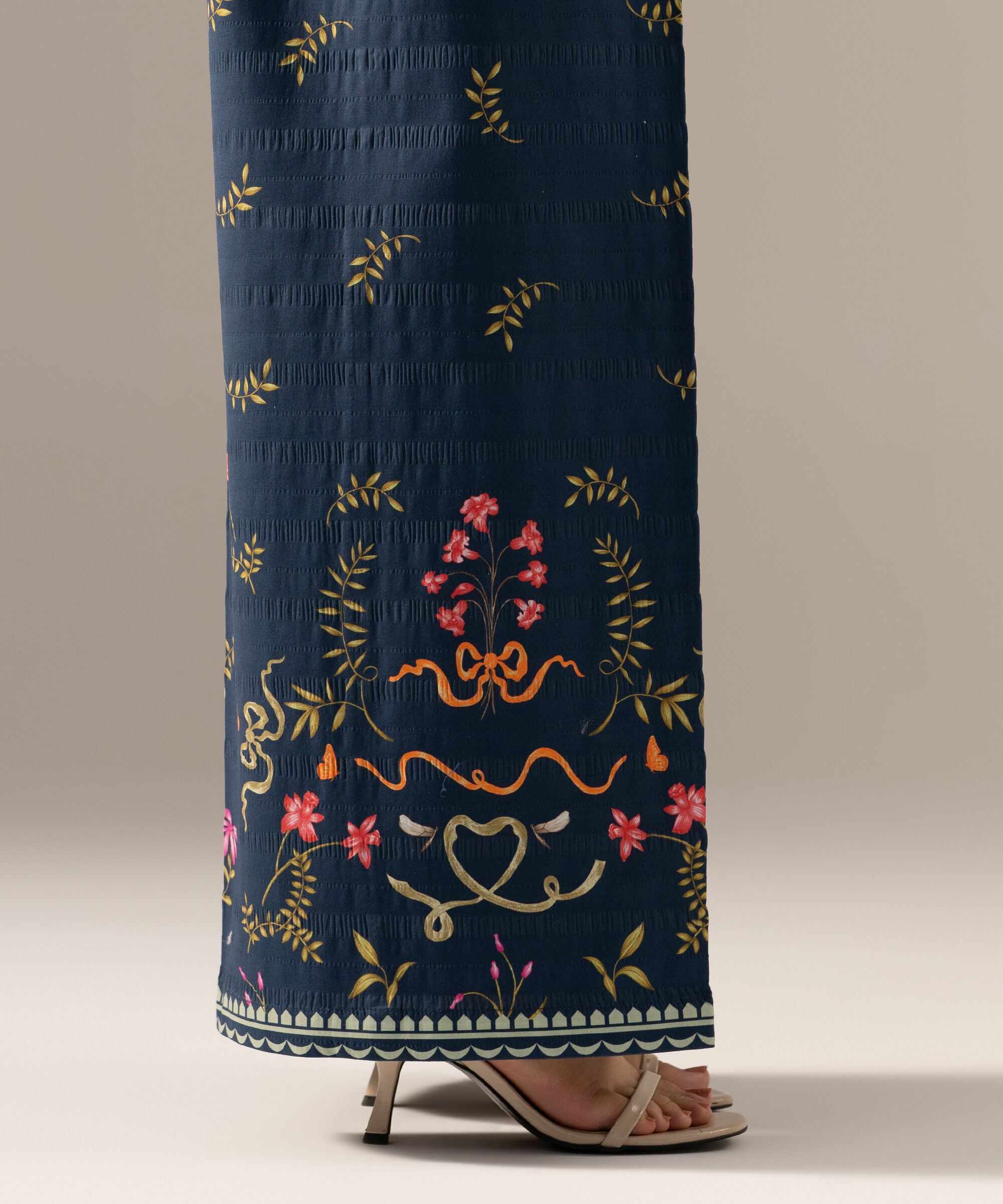 Printed Seersucker Flared Pants PRASTFRV822T