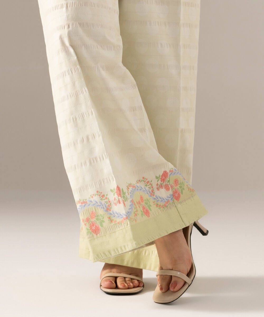 Printed Seersucker Flared Pants PRASTFRV823T