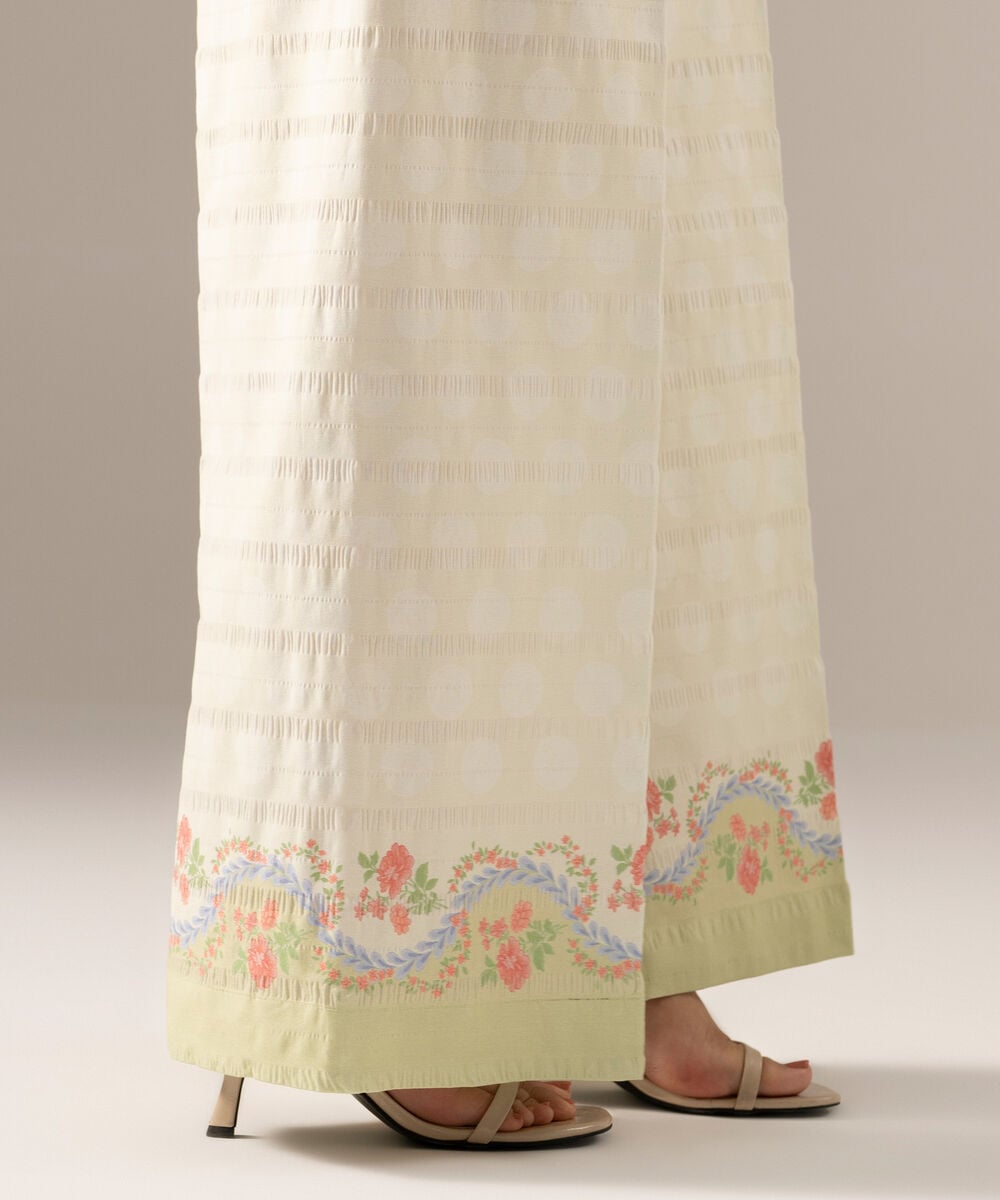 Printed Seersucker Flared Pants PRASTFRV823T