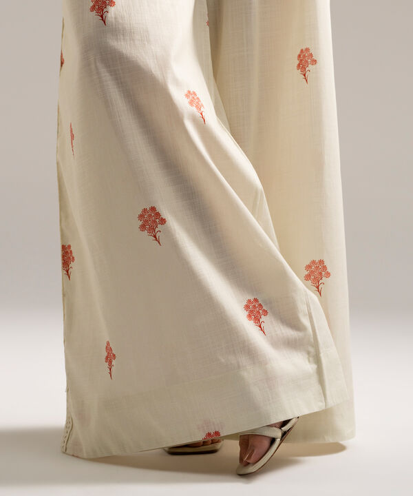 Printed Crosshatch Flared Pants