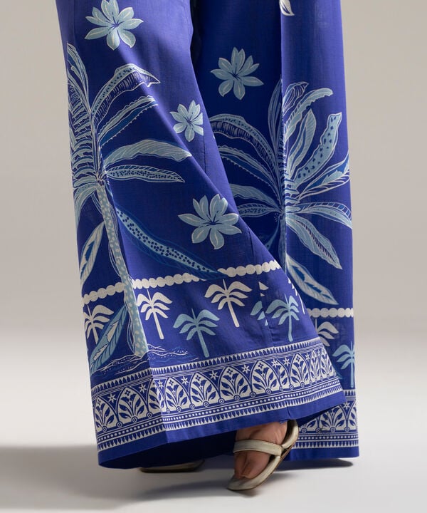 Printed Crosshatch Flared Pants