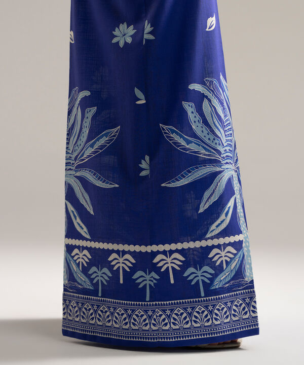 Printed Crosshatch Flared Pants