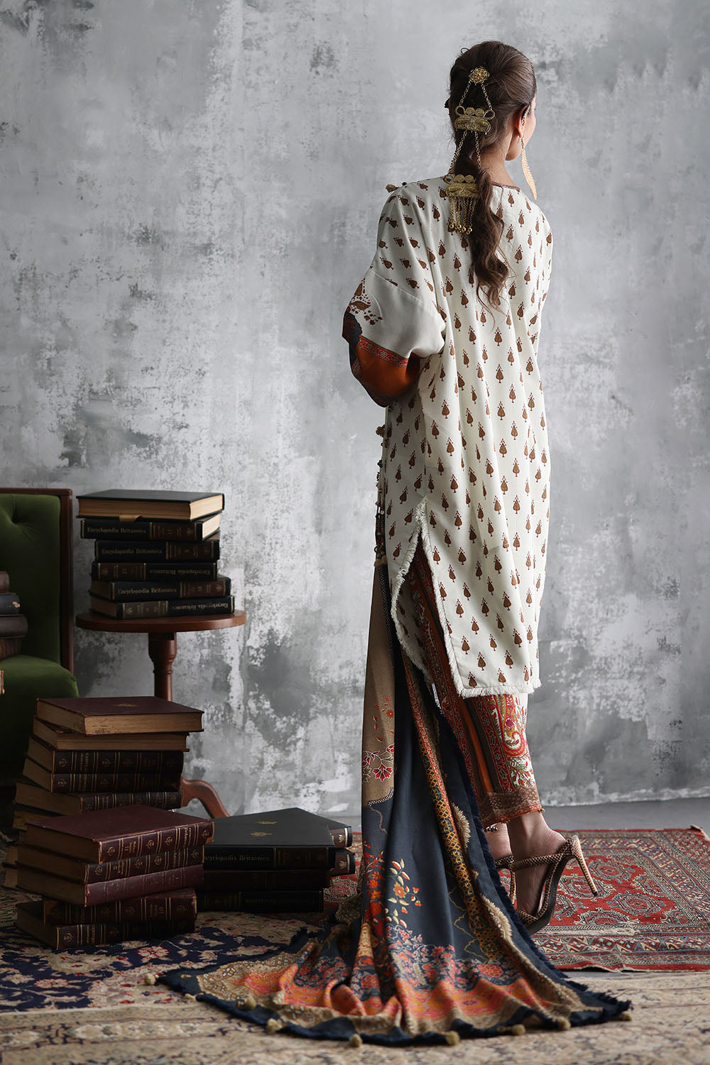 3 Piece Embroidered Printed Karandi Suit with Printed Karandi Dupatta - W-FB-WS-26-485817